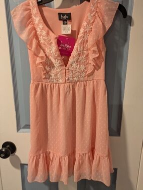 jcpenney Peach Ruffle Embroidered Girls Dress Size 10
